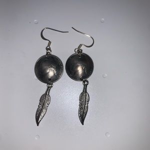 Authentic Native American sterling, silver earrings.